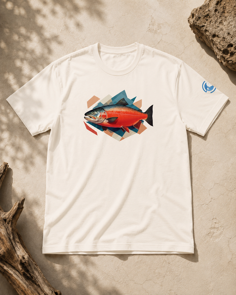 GEO Salmon Fishing T-Shirt – Geometric Salmon Art Tee